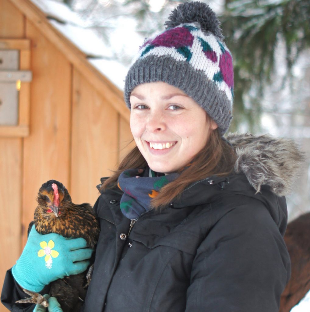 Stella and Caitlin hanging out by the coop. (Photo by Patrick Thibeault, humanandrecipe.com)